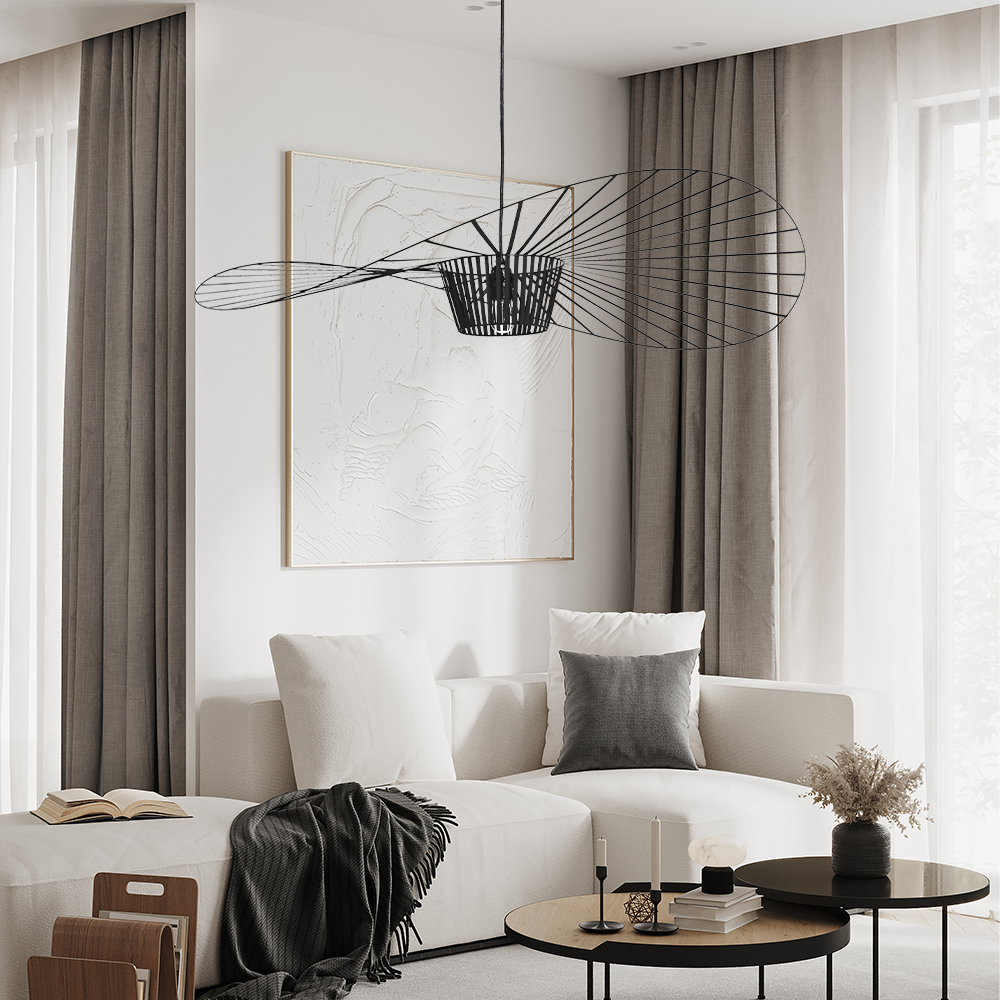 Pendant Light Metal Fibreglass 150.0 cm Adjustable Dining Room Kitchen Island Modern Hanging Ceiling Lamp Wide Shade | Thomler