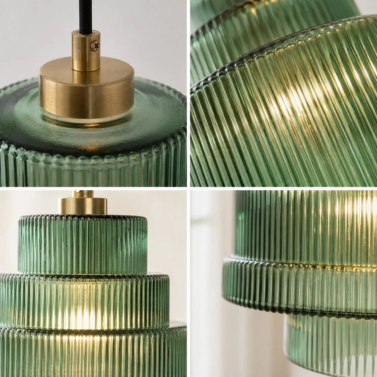 Vintage Layered Glass Ceiling Lamp with Textured Ridges – Statement Hanging Fixture for Dining Rooms, Kitchens & Bedrooms | Thomler