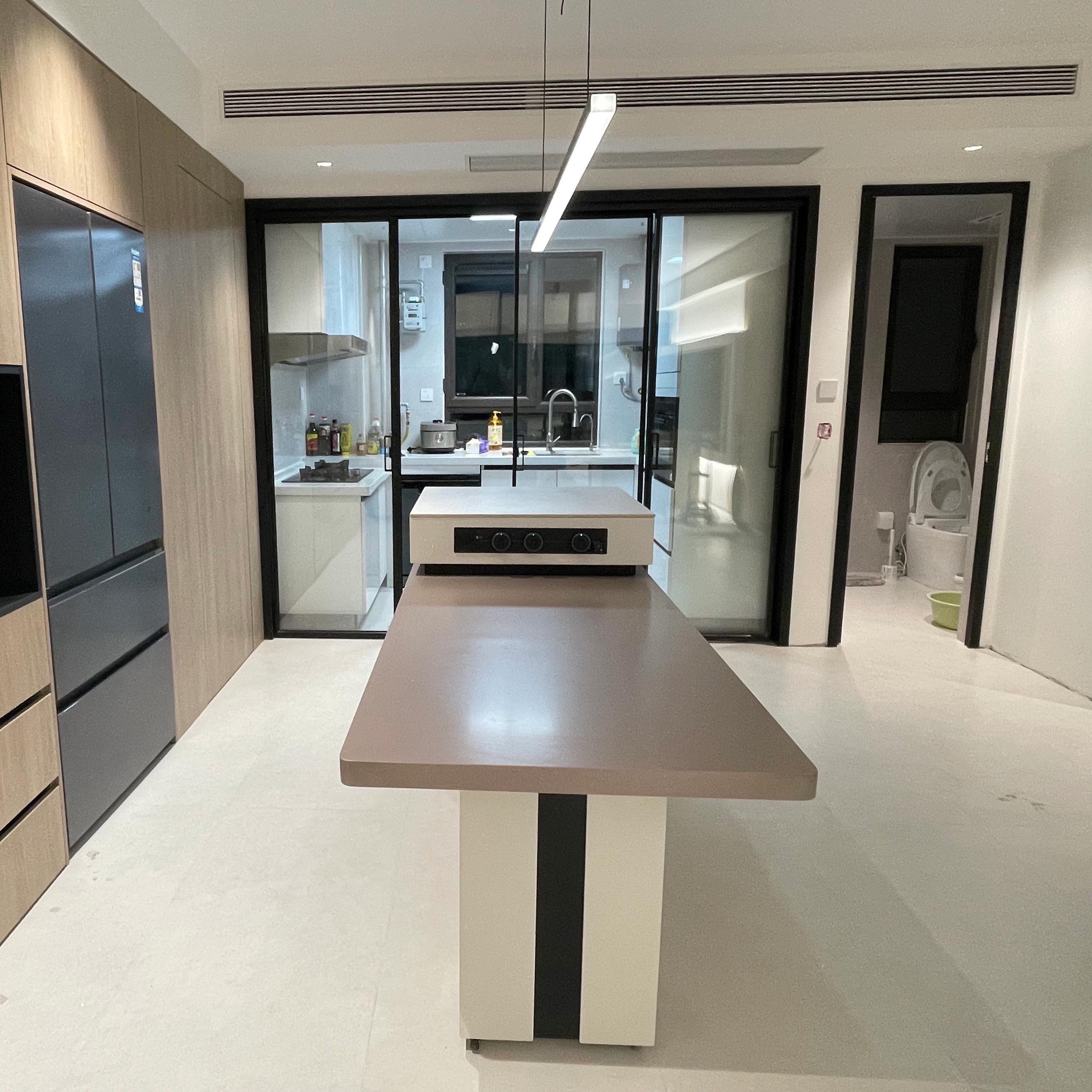 Linear Pendant Light Metal 39 in Adjustable Kitchen Island LED Warm White 3000K-6000K Modern Dining Room Hanging Lamp | Thomler