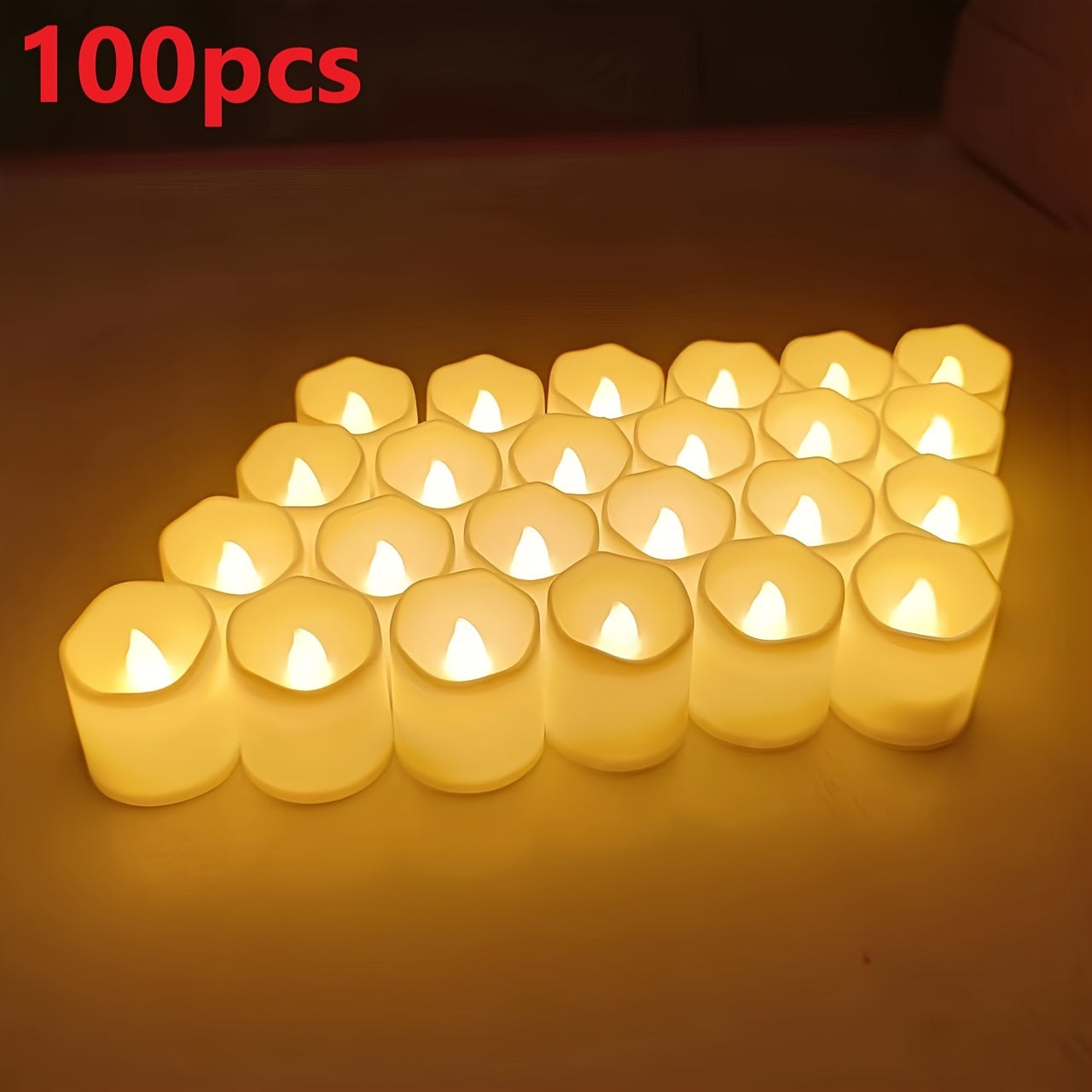 Battery Operated LED Tealights Flameless Candles 24-100 Pack Warm Flickering Glow for Weddings Events Indoor Outdoor Decor Safe Ambient | Thomler