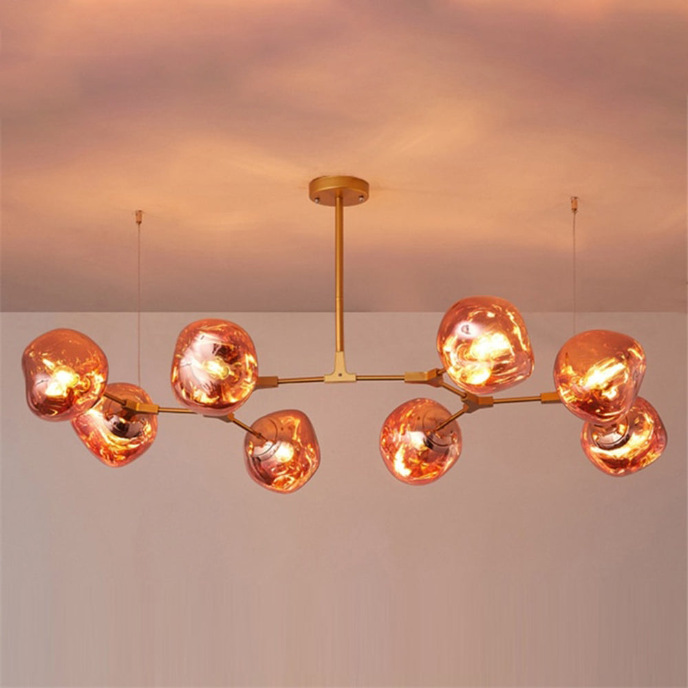 Glass Globe Ceiling Pendant Fixture 3 6 8 Multi-Drop Warm LED Adjustable Hanging Kit Metal Frame Contemporary Dining Room Bedroom Lighting | Thomler