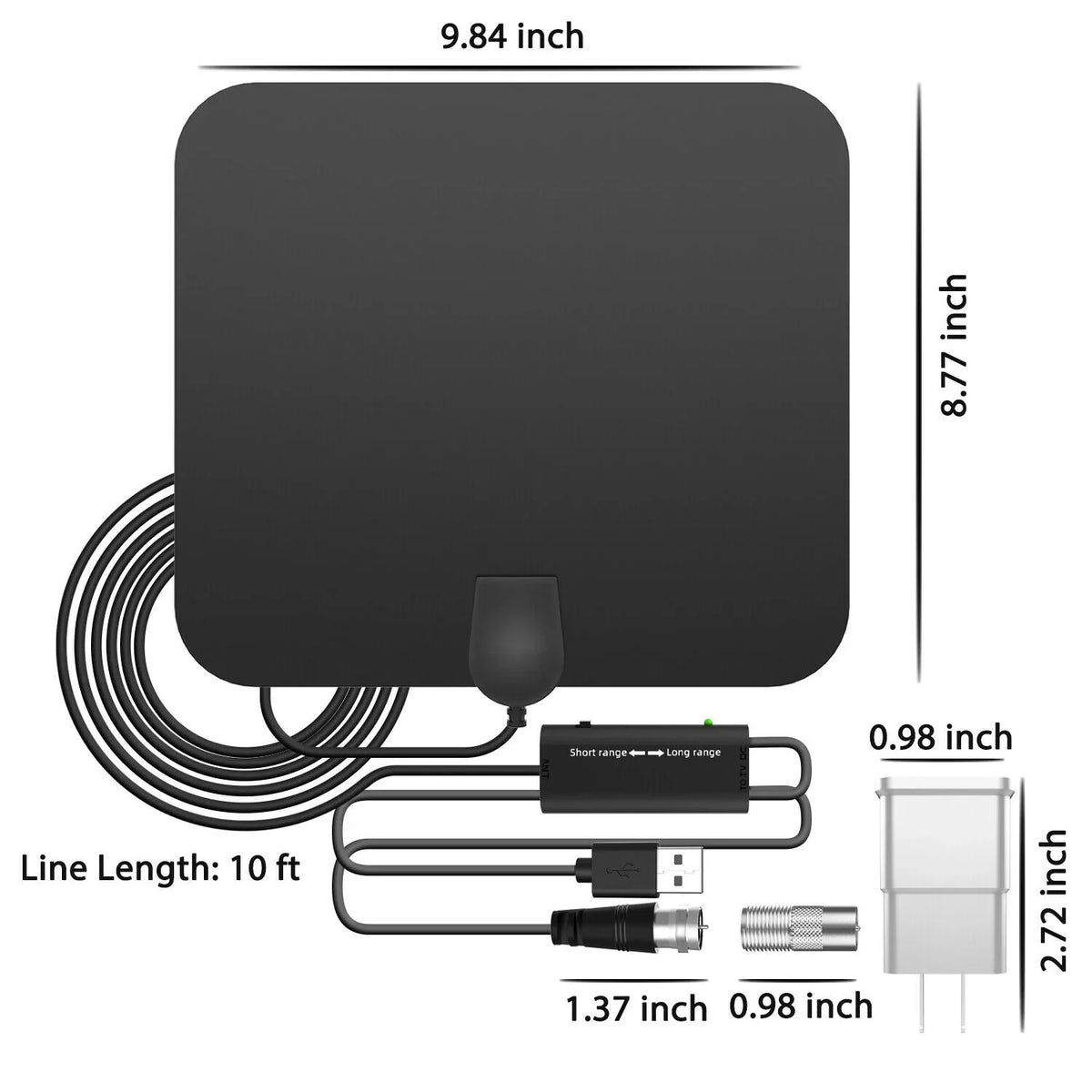 Indoor Digital TV Antenna with Signal Amplifier for Crystal Clear HD Channels | Long-Range UHF VHF Reception | Wall or Window Mount for | Thomler