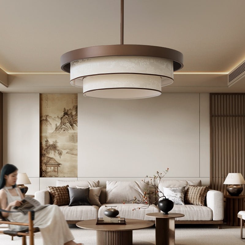 Layered Fabric Ring Pendant Light – Modern Hanging Ceiling Fixture for Dining Room & Entryway | Thomler