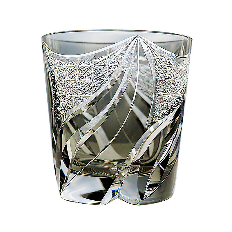 Japanese Cut Crystal Whisky Tumbler with Flame-Carved Pattern & Presentation Box for Spirits | Thomler