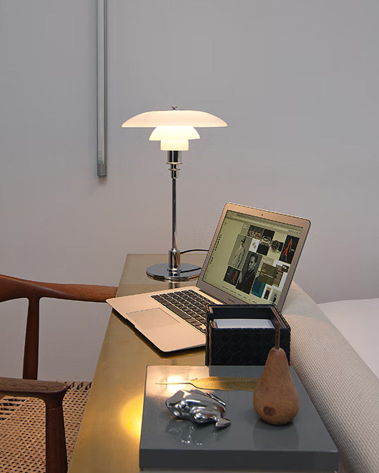 Table Lamp Glass 19 in Desk Bedroom Study 5W Warm Cool White Light | Thomler