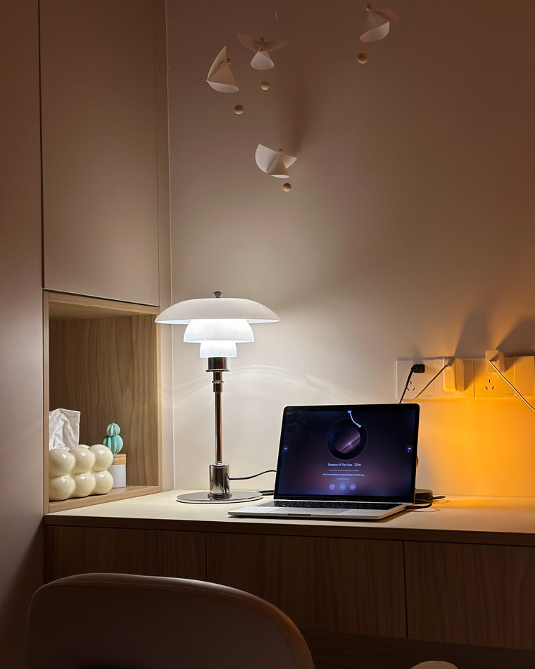 Table Lamp Glass 19 in Desk Bedroom Study 5W Warm Cool White Light | Thomler