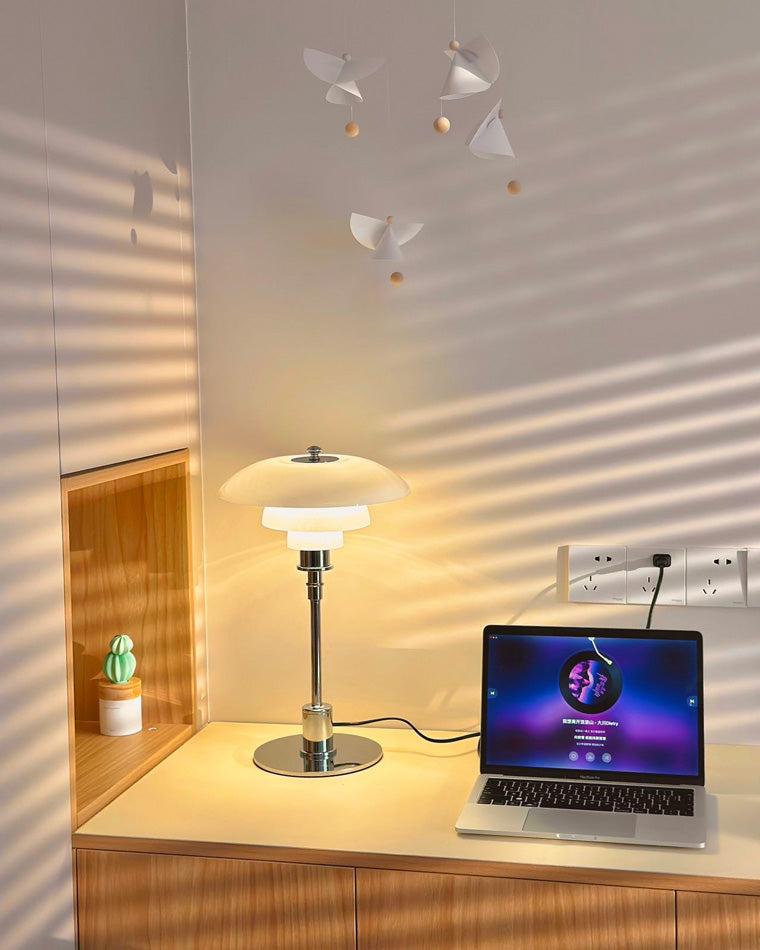 Table Lamp Glass 19 in Desk Bedroom Study 5W Warm Cool White Light | Thomler