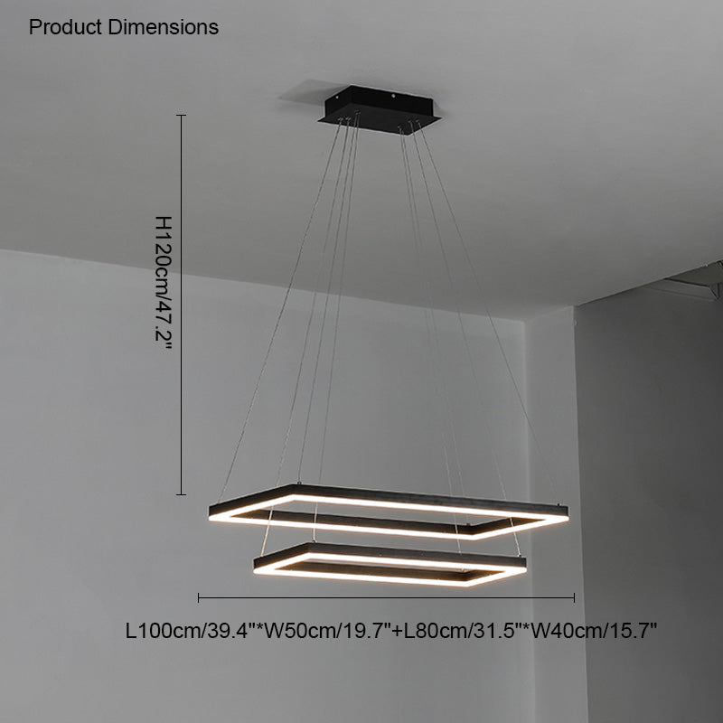 Chandelier Metal Integrated LED 47 in Adjustable Black Living Room Dining Room Pendant Light | Thomler