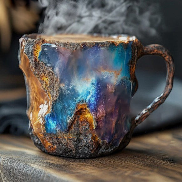 Insulated Crystal Coffee Mug with Natural Mineral Glaze - Handcrafted Artisan Cup for Hot & Cold Drinks - Microwave & Dishwasher Safe - 12 | Thomler