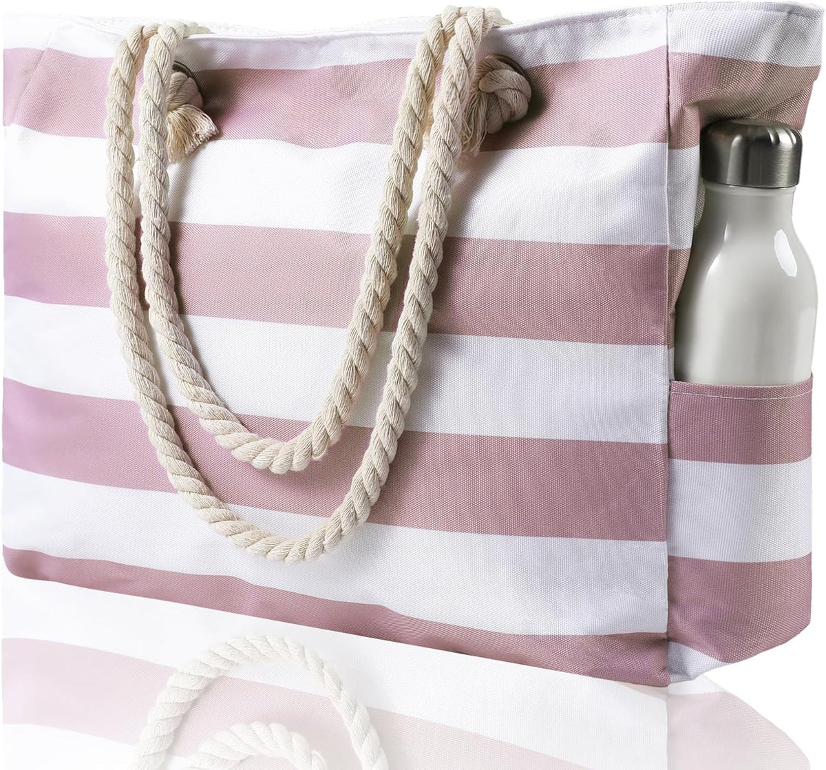 Oversized Zippered Tote with Sand-Resistant Lining for Pool Days & Travel | Water-Resistant Canvas Carryall | Thomler
