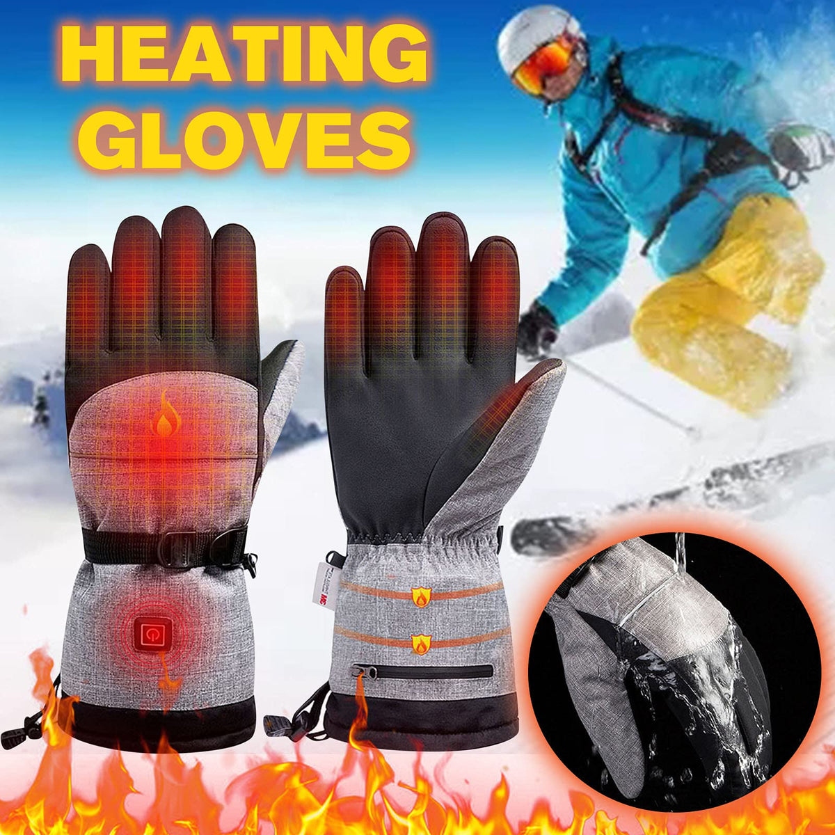 Battery-Powered Heated Winter Gloves with Touchscreen Fingers & 3 Temperature Settings for Skiing, Outdoor Work | Thomler