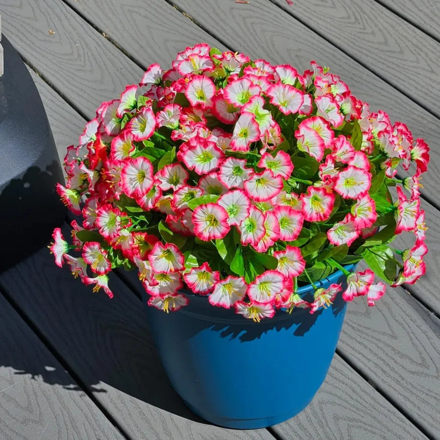 Hanging Basket Flowers Artificial Silk for Outdoor Indoor Decor | Weather-Resistant Faux Blooms in 7 Colors, Year-Round | Thomler