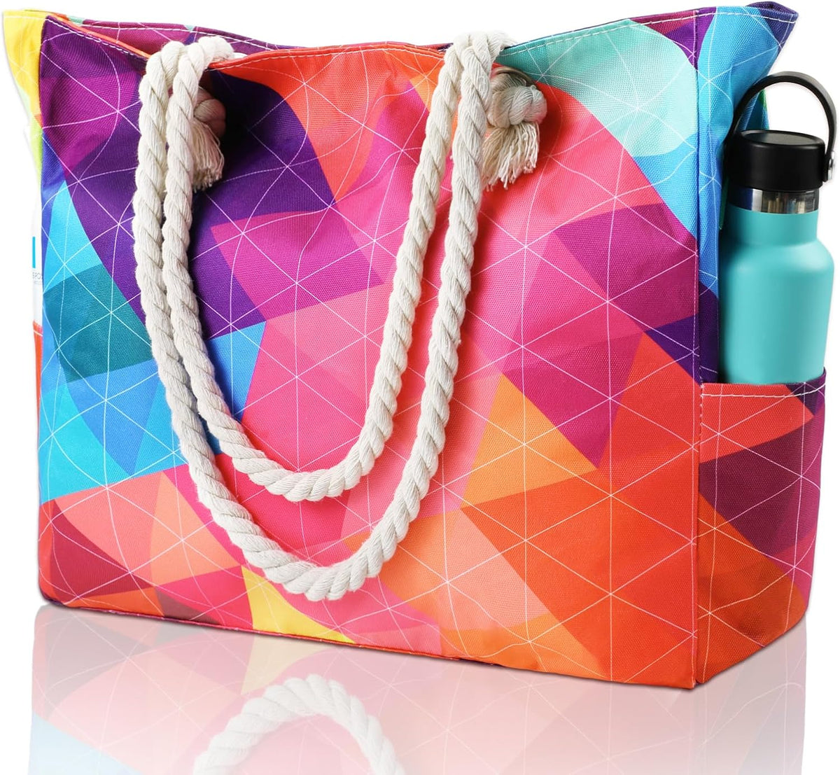 Oversized Zippered Tote with Sand-Resistant Lining for Pool Days & Travel | Water-Resistant Canvas Carryall | Thomler