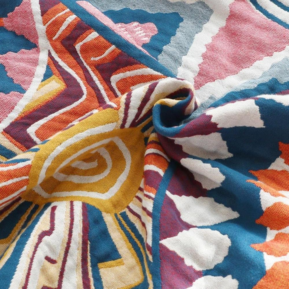 100% Cotton Throw Blanket Sunburst Pattern All-Season Lightweight Bed Sofa Couch Cover for Bedroom Living Room Travel | Thomler