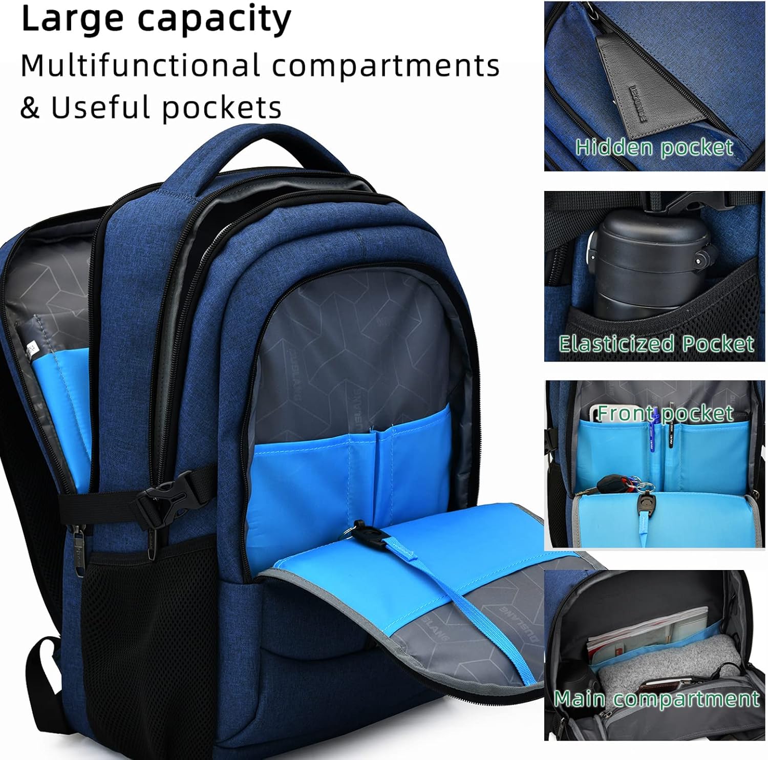 Travel Backpack with USB Charging Port for Laptops up to 17 Inches | Water-Resistant Daypack with Anti-Theft Pocket for Business Work School | Thomler