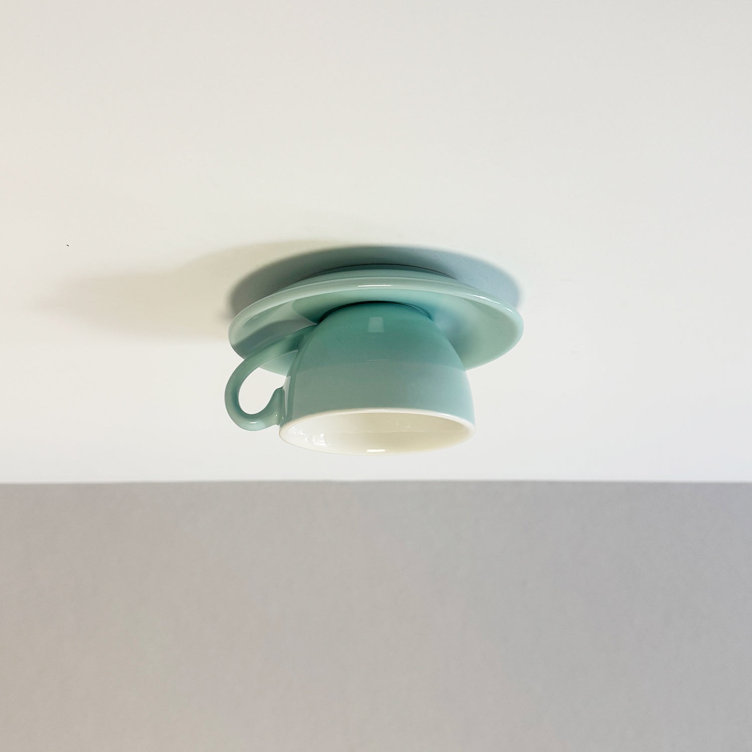 Ceramic Coffee Cup Ceiling Light Fixture – Flush Mount in Yellow, Blue, Pink & More Colors for Bedroom, Dining Room, Living Room | Thomler