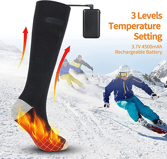 Electric Heated Socks with Battery-Powered Warmth for Cold Winter Days, Thermal Insulated Foot Warmer for Men Women, Rechargeable Heating | Thomler