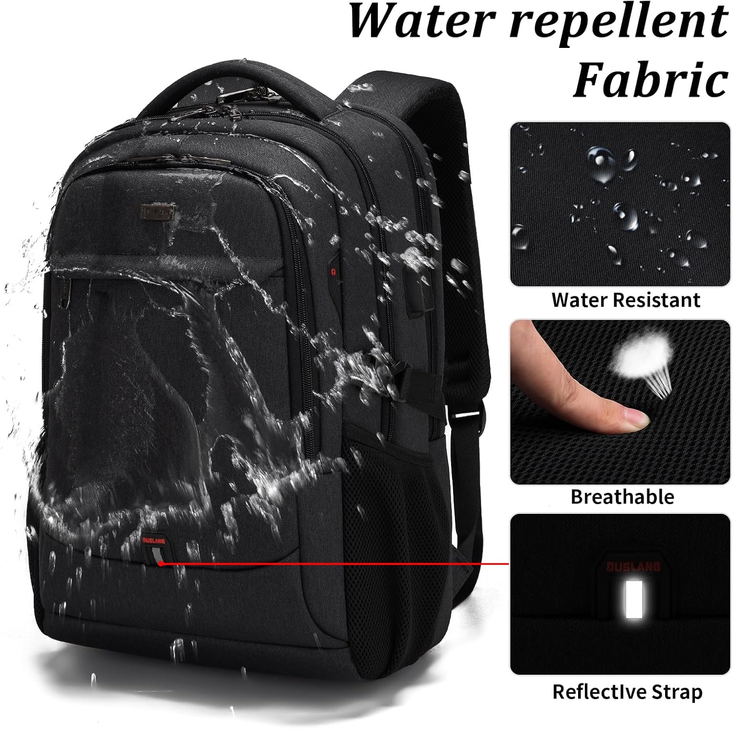 Travel Backpack with USB Charging Port for Laptops up to 17 Inches | Water-Resistant Daypack with Anti-Theft Pocket for Business Work School | Thomler