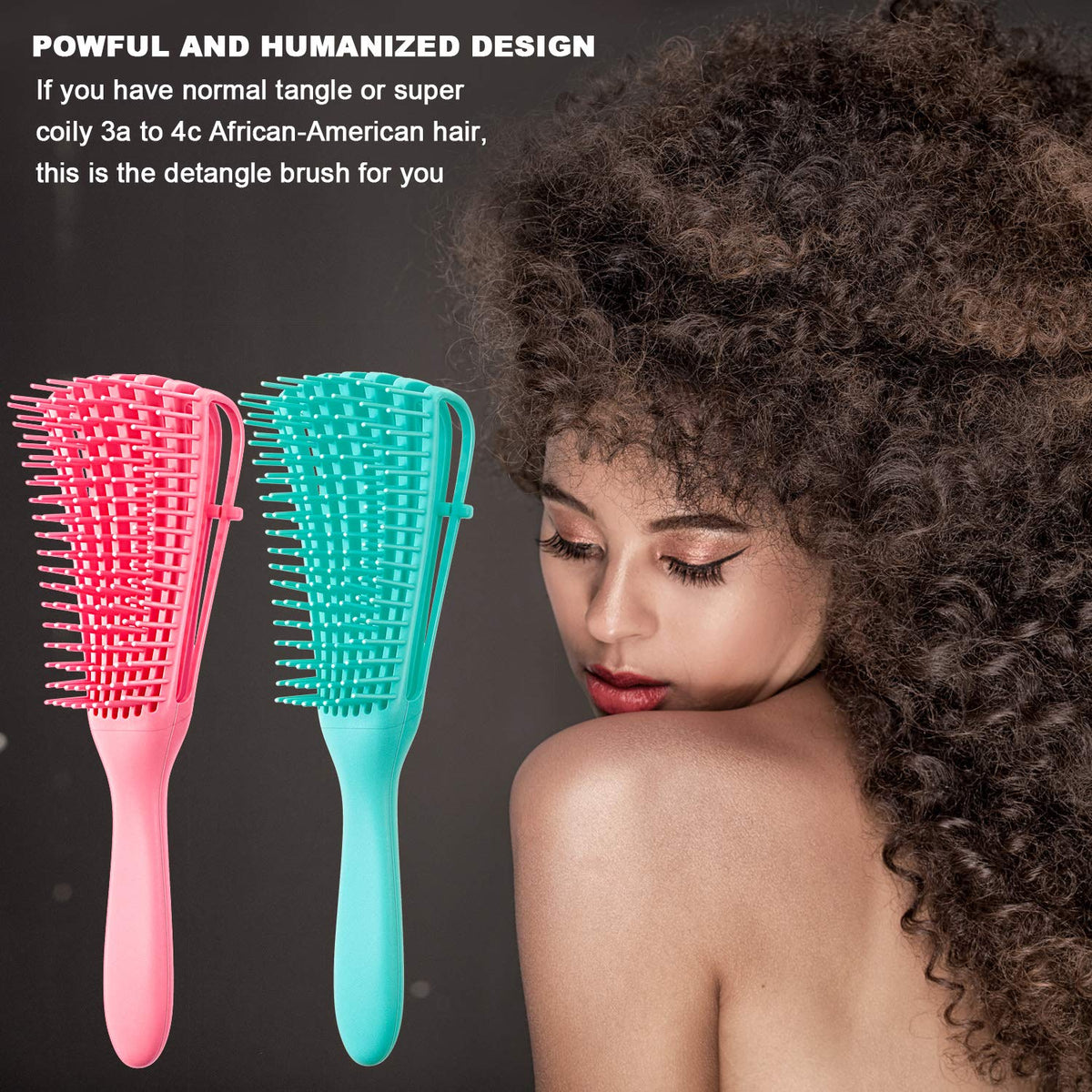 Curved Paddle Brush Set for Coily Curly Textured Hair – Pain-Free Styling Tool for Type 3 & 4 Curls | Thomler