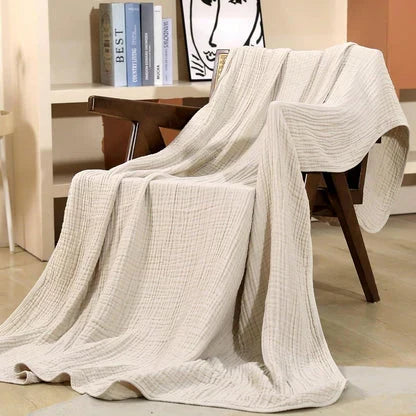 Lightweight Cotton Gauze Throw Blanket – Breathable Summer Layer for Bed, Couch & Chair – Natural Organic Fabric – Soft All-Season Cover | Thomler