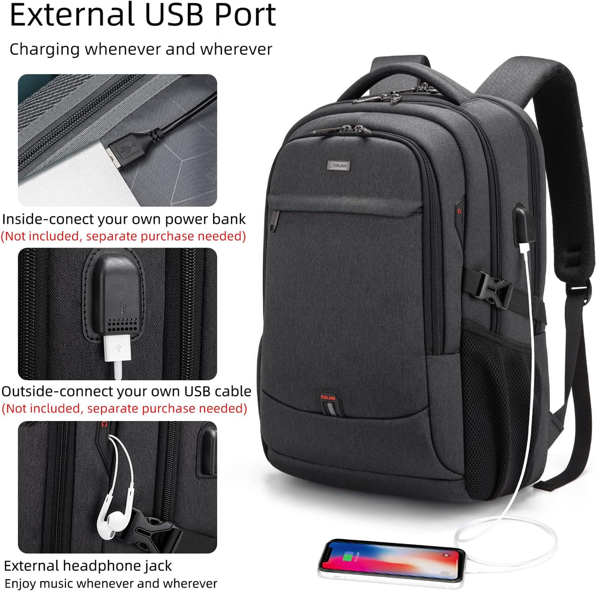 Business Commuter Backpack with Laptop Compartment, USB Charging Port & Anti-Theft Pocket for Work, School & Travel | Thomler
