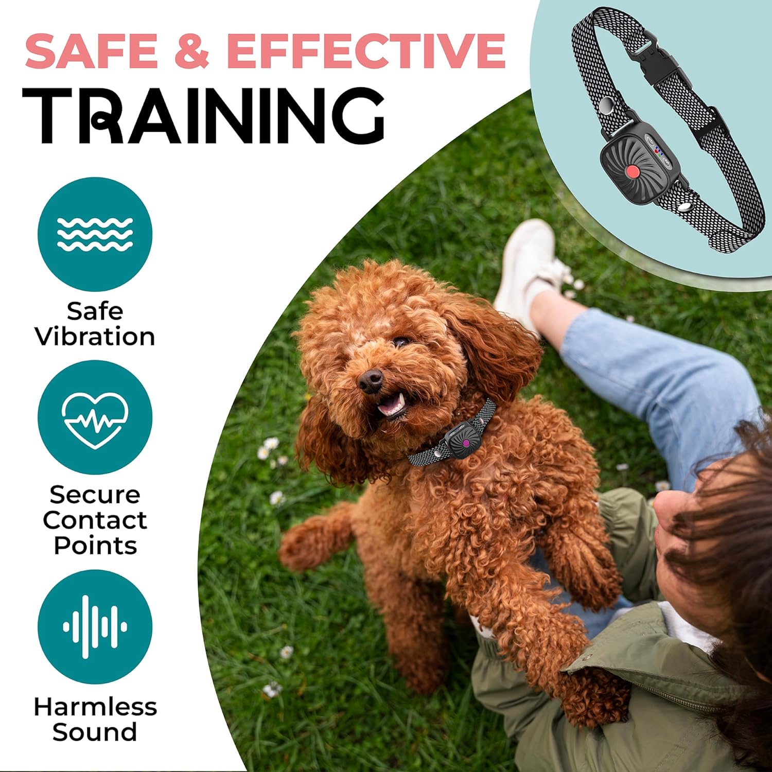 Humane Bark Control Collar for Small Dogs | 4 Vibration Levels & Sound Mode | IP87 Waterproof | Adjustable 6-20 in Neck | Safe Puppy | Thomler
