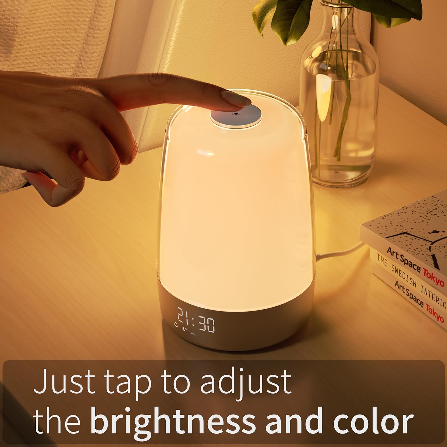 Sunrise Alarm Clock with Gradual Light & Natural Sounds – Rechargeable Wake-Up Lamp with Dual Alarms, Sunset Mode & Portable Design for | Thomler