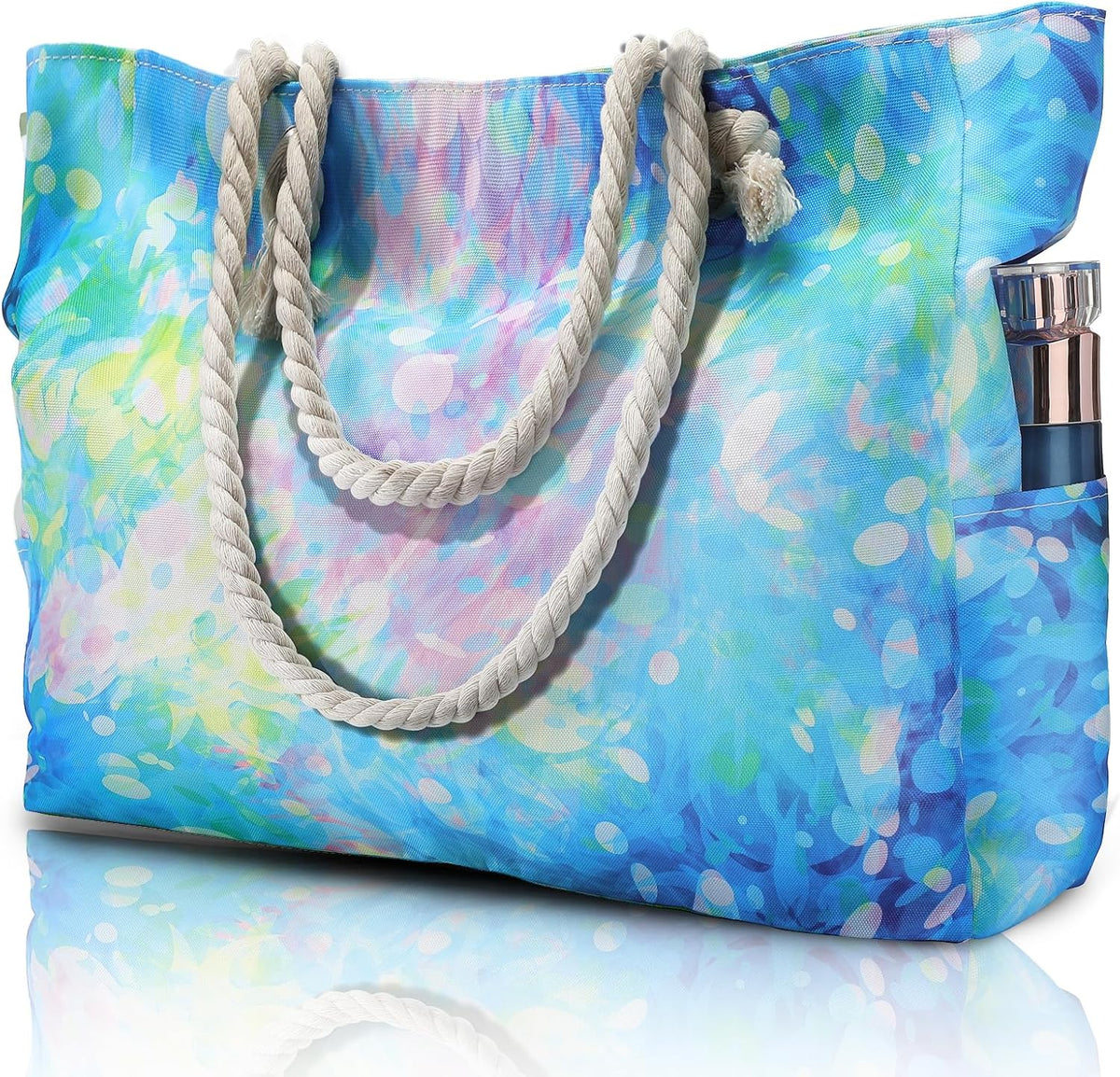 Oversized Zippered Tote with Sand-Resistant Lining for Pool Days & Travel | Water-Resistant Canvas Carryall | Thomler