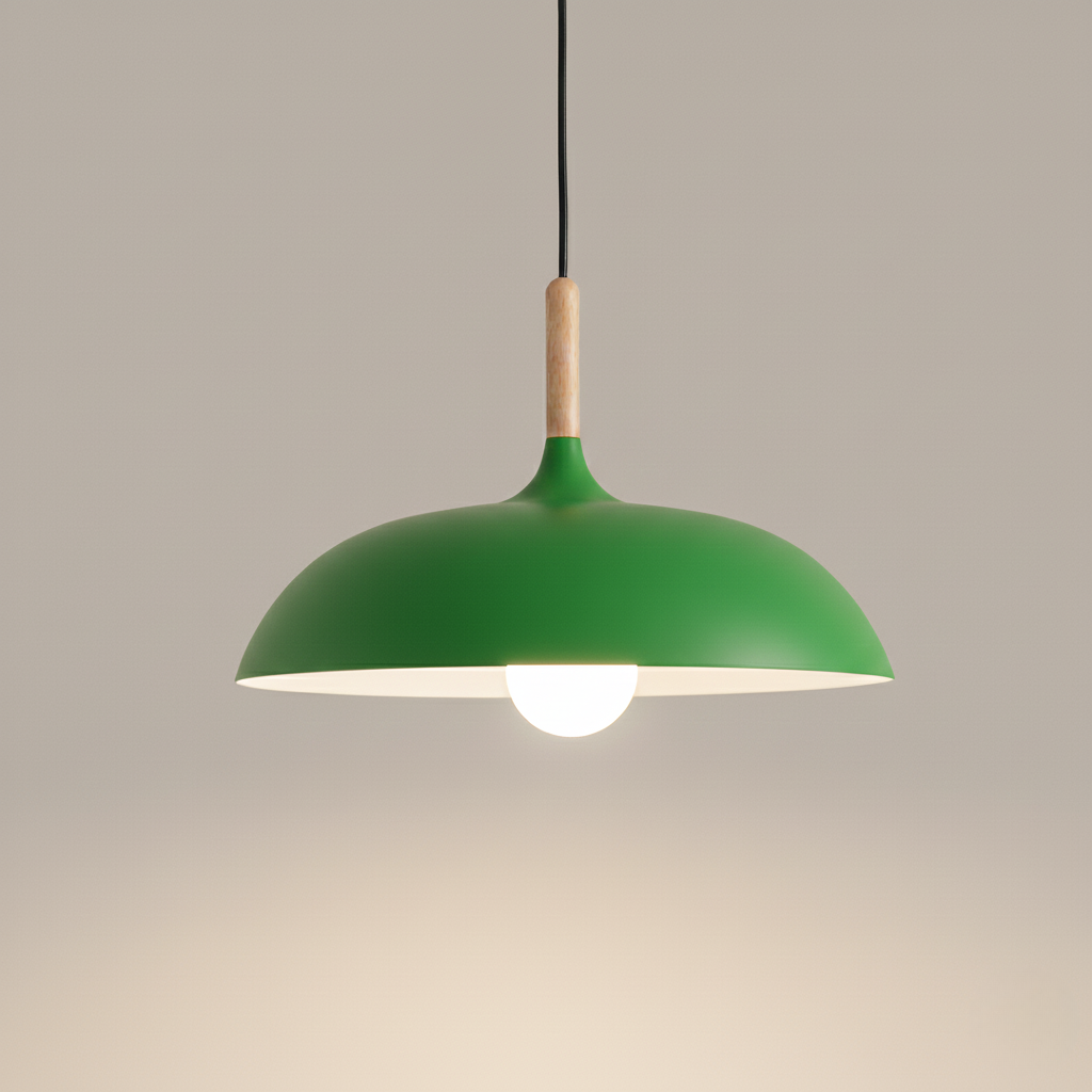 Modern Metal Pendant Light with Wood Detail – Adjustable Drop Ceiling Fixture for Dining, Kitchen & Living Room | Thomler
