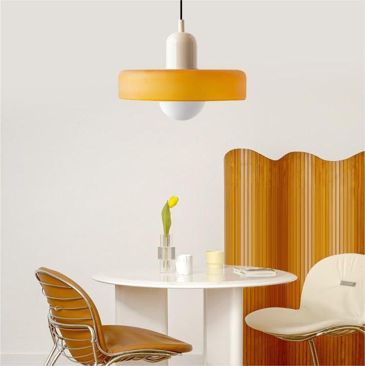 Art Glass Dome Pendant Light Fixture with Adjustable Cord for Kitchen Island Dining Room Bedroom | Modern Round Ceiling Hanging Lamp | Thomler