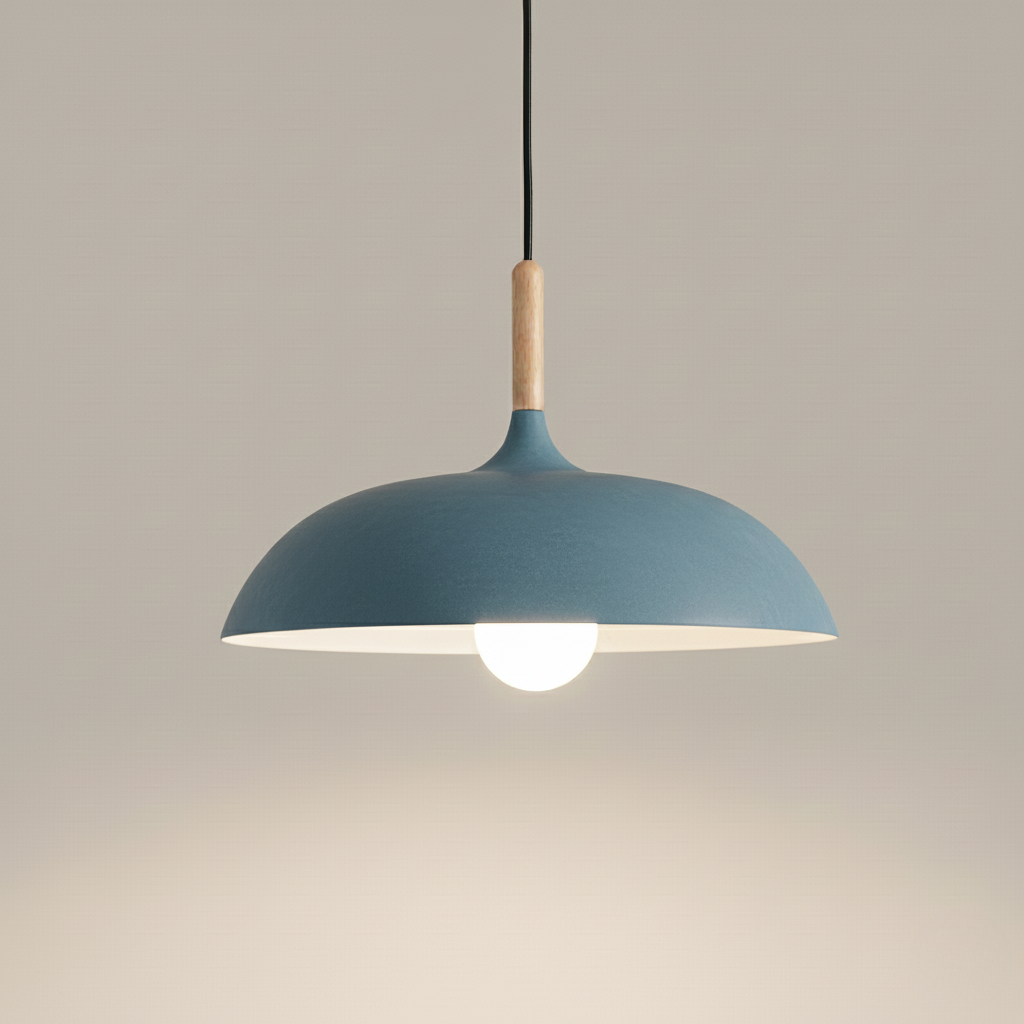 Modern Metal Pendant Light with Wood Detail – Adjustable Drop Ceiling Fixture for Dining, Kitchen & Living Room | Thomler