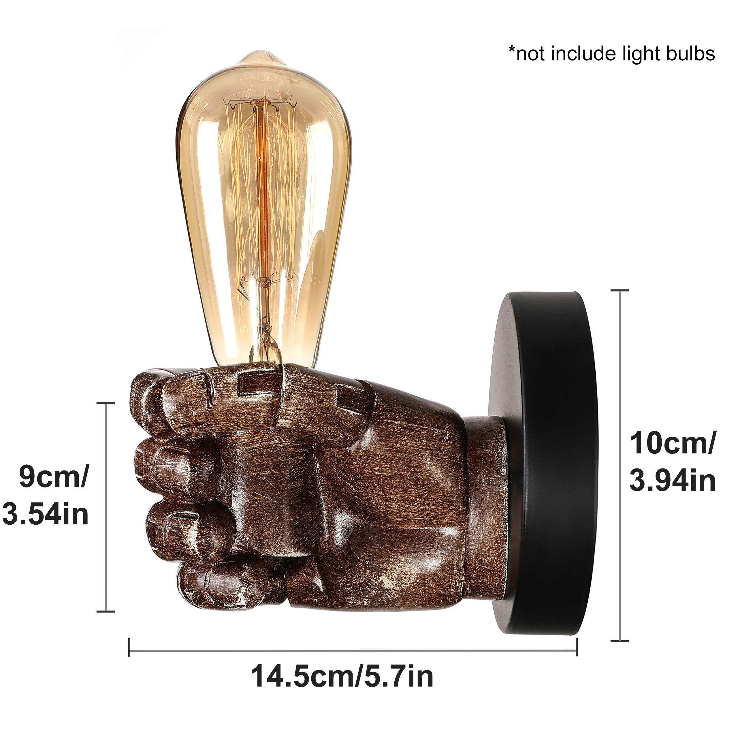 Sculptural Fist Wall Sconce – Resin Hand-Shaped Fixture with E26 Socket for Bedroom, Hallway, Restaurant – Industrial Décor Statement Piece | Thomler