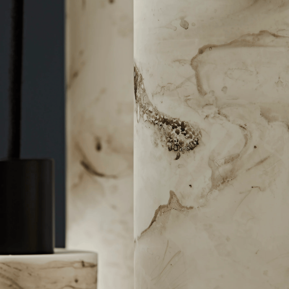 Carved Stone Cylinder Hanging Lamp – Real Natural Material with Warm Ambient Glow for Dining & Bedroom | Thomler