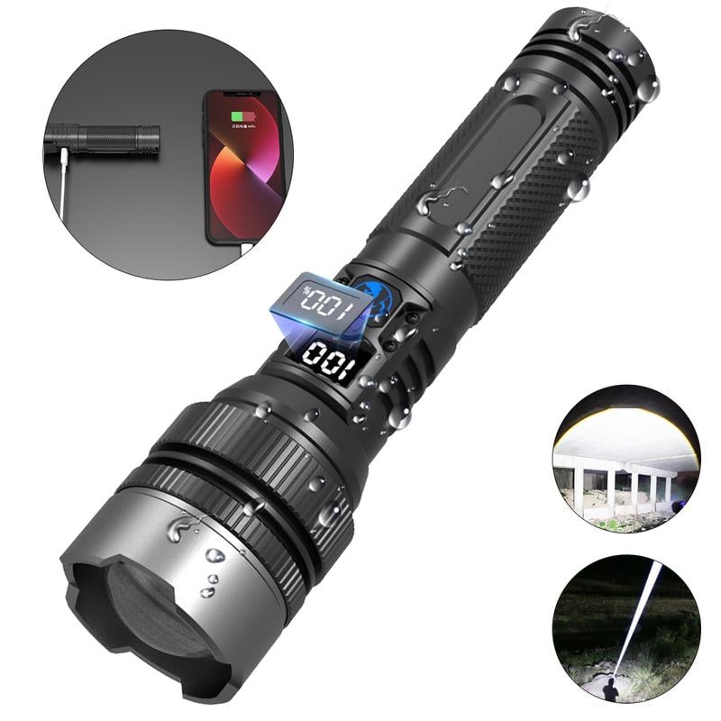 Rechargeable Tactical Flashlight Aluminium Body Telescoping Zoom Outdoor | Thomler