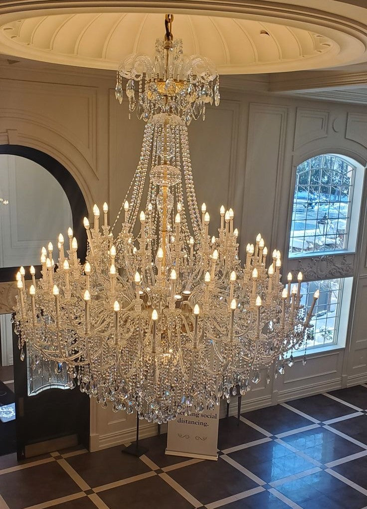 Grand Tiered Crystal Chandelier 35-90 Bulbs Dimmable LED Foyer Statement Lighting for High Ceilings Entryway Staircase Hotel Lobby | Thomler