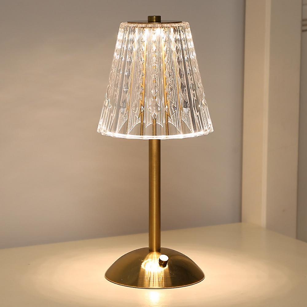 Table Lamp Acrylic Crystal Shade 23.0 cm Gold Bedroom Touch Dimmable USB Rechargeable Bedside Desk Reading Light | Thomler