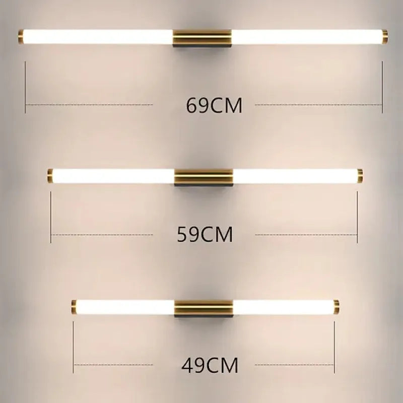 Sleek Metal Bar Vanity Light Fixture in Gold Finish for Bathroom & Bedroom | Thomler