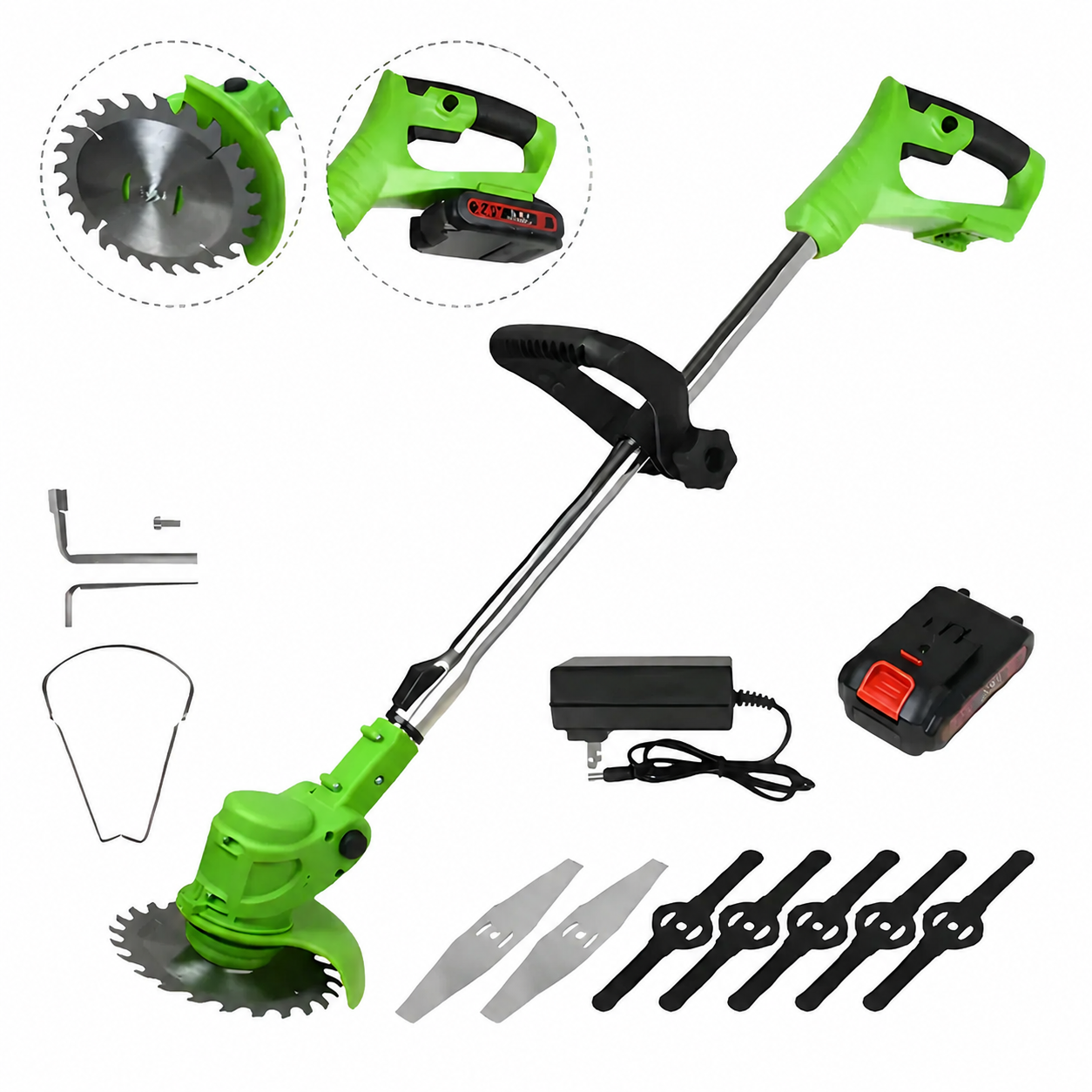 Cordless String Trimmer 3-in-1 21V Lithium-Ion Grass Edger Lawn Tool with 6-Inch Cutting Path for Yard Work & Garden Maintenance | Thomler
