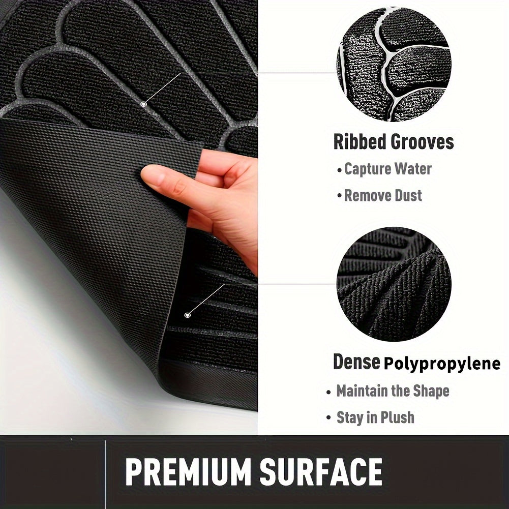 Doormat Rubber Semi Round Black Indoor Outdoor Non Slip Entrance Floor Mat Patio Door Mud Trap | Thomler