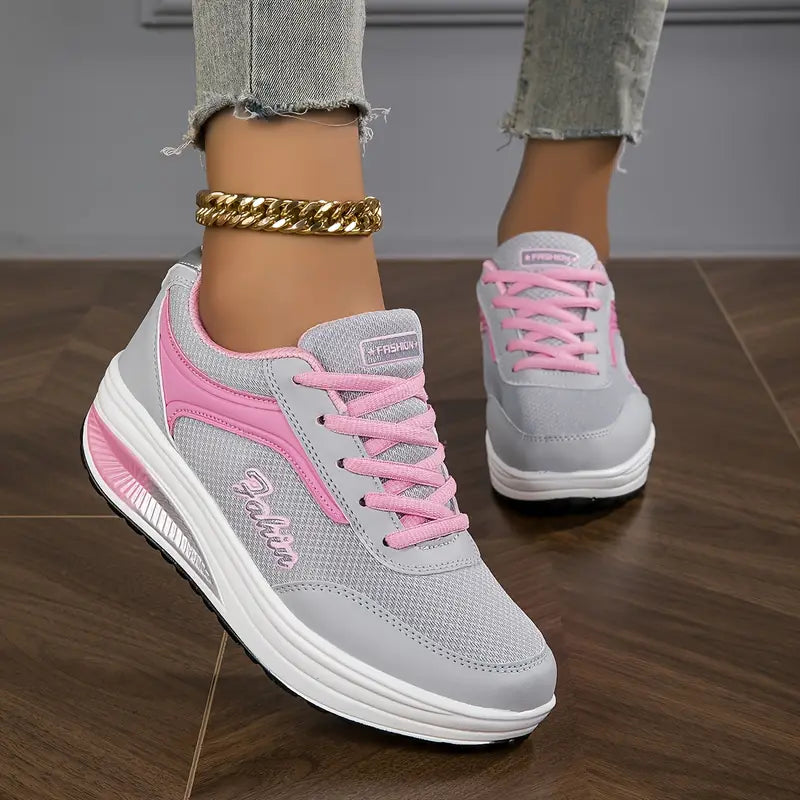 Women's Cushioned Walking Sneakers with Shock-Absorbing Sole – Breathable Mesh Athletic Shoes for All-Day Comfort & Support | Thomler