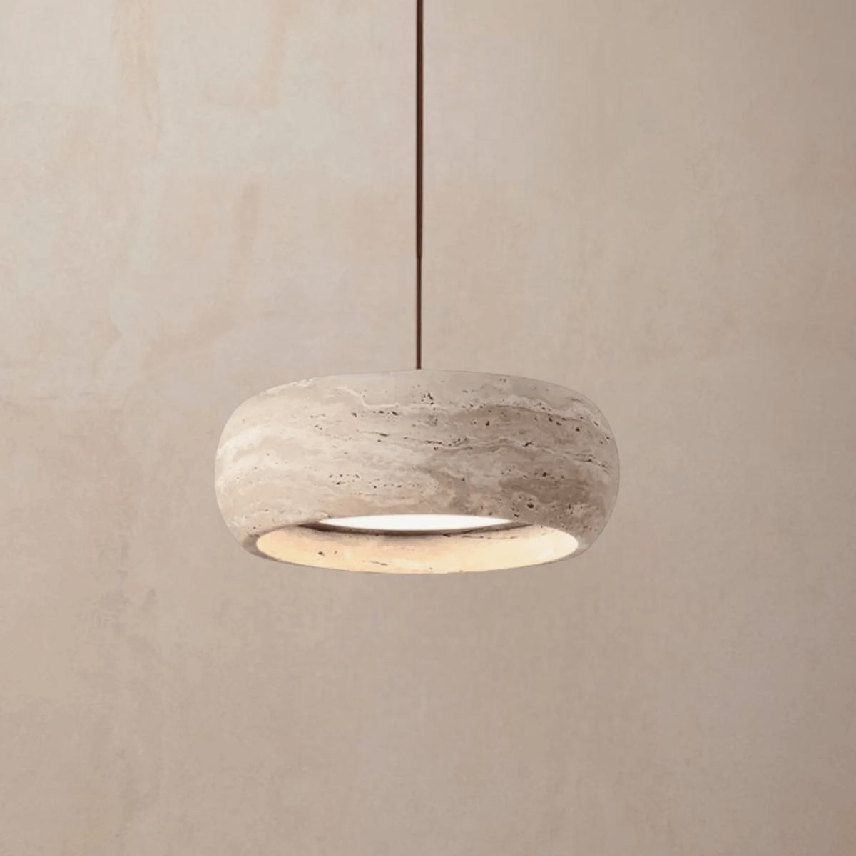 Natural Stone Cylinder Hanging Lamp – Adjustable LED Ceiling Fixture for Kitchen Island, Dining Room & Entryway | Thomler