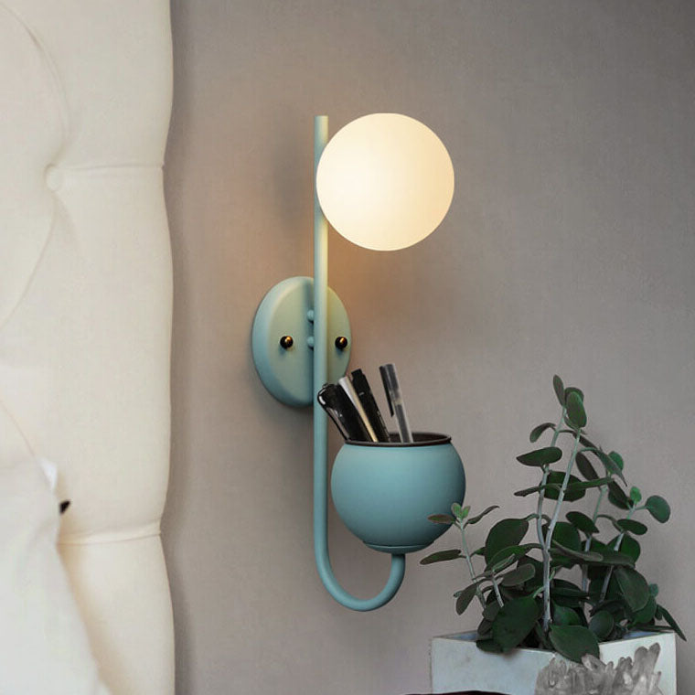 Wall Lamp Iron Glass 9.3 in Industrial Blue Yellow Green Bedroom Bedside Lighting Fixture Vintage Hardwired Sconce | Thomler