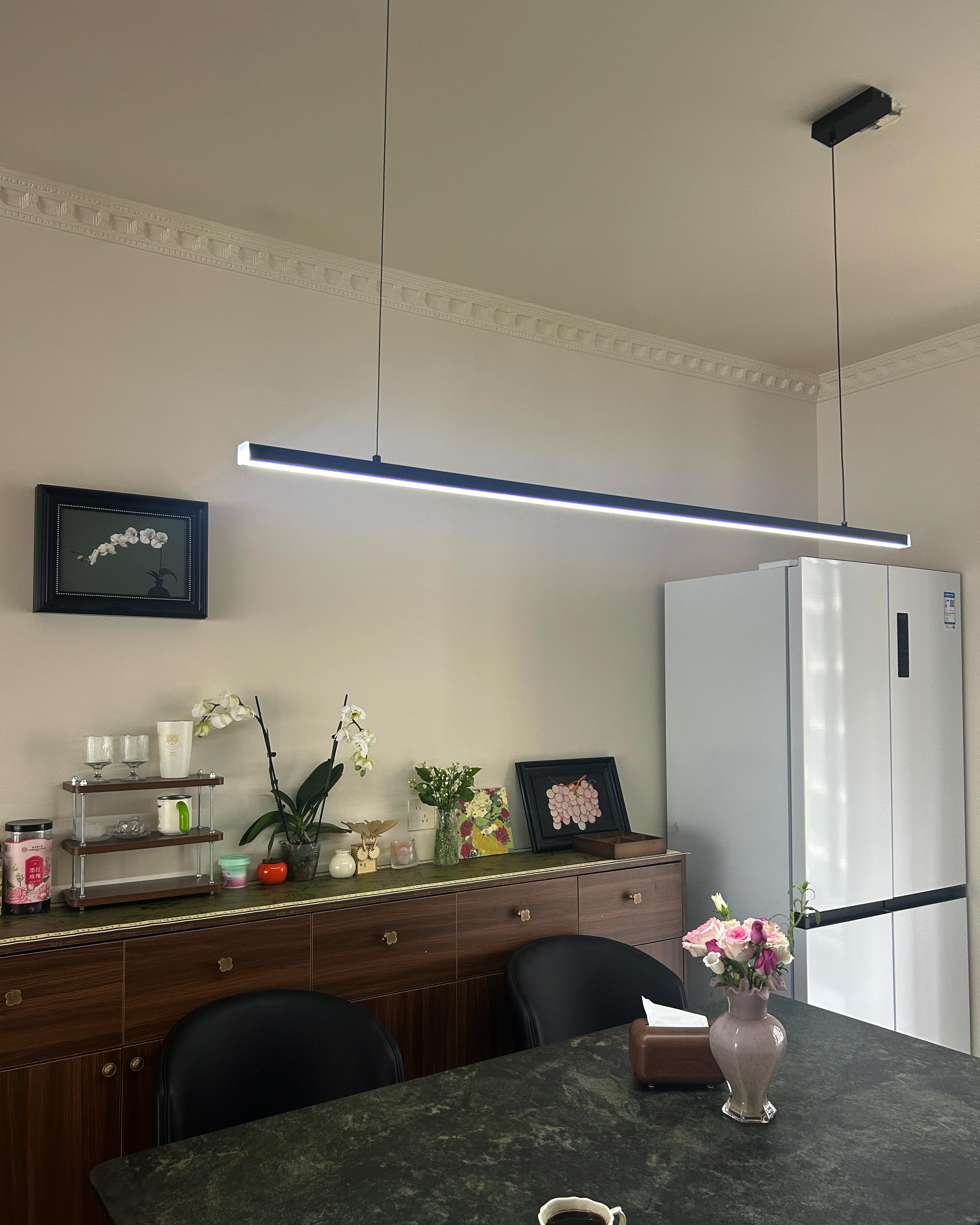 Linear Pendant Light Metal 39 in Adjustable Kitchen Island LED Warm White 3000K-6000K Modern Dining Room Hanging Lamp | Thomler