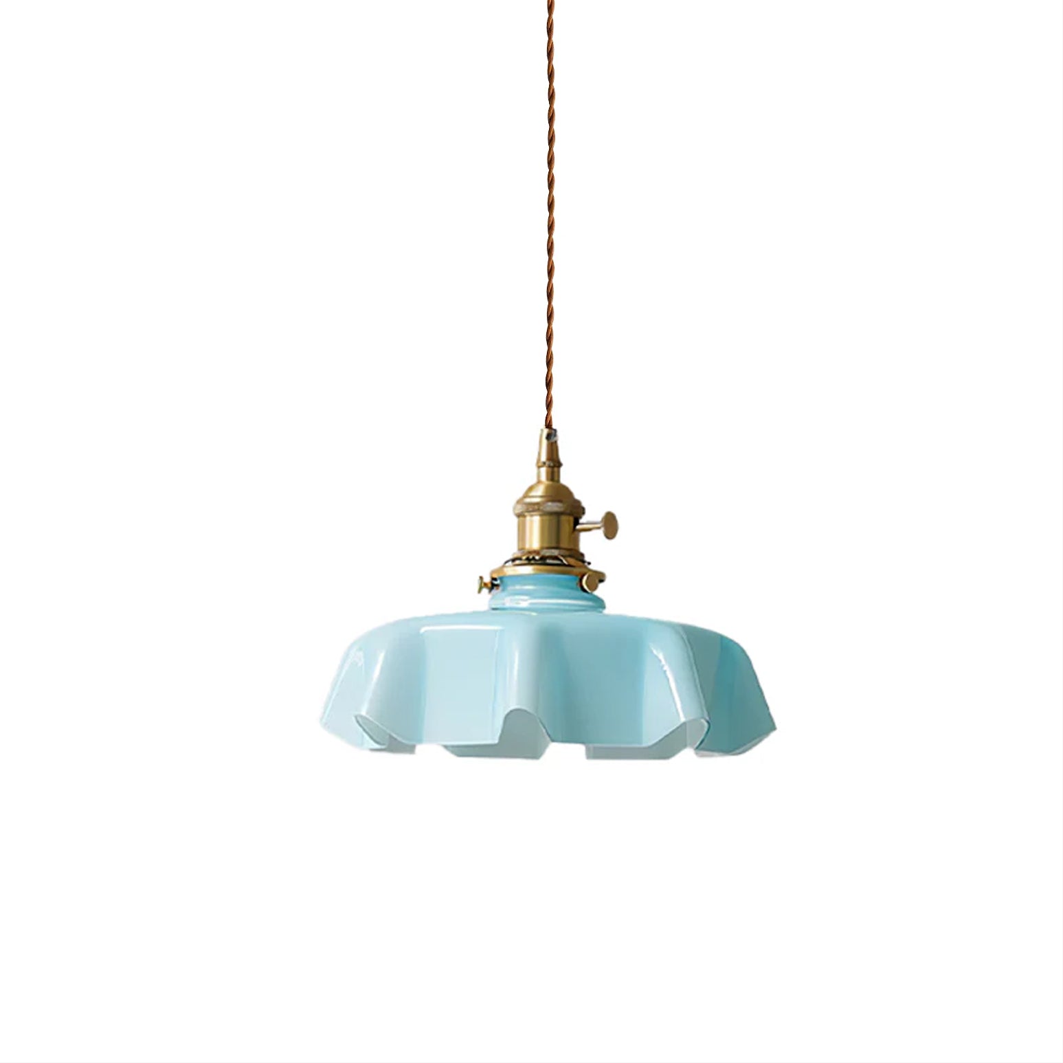 Ceramic Pendant Light 9.8 in x 5.1 in Adjustable Ceiling Indoor White Beige Pink Blue Vintage Lampshade | Thomler