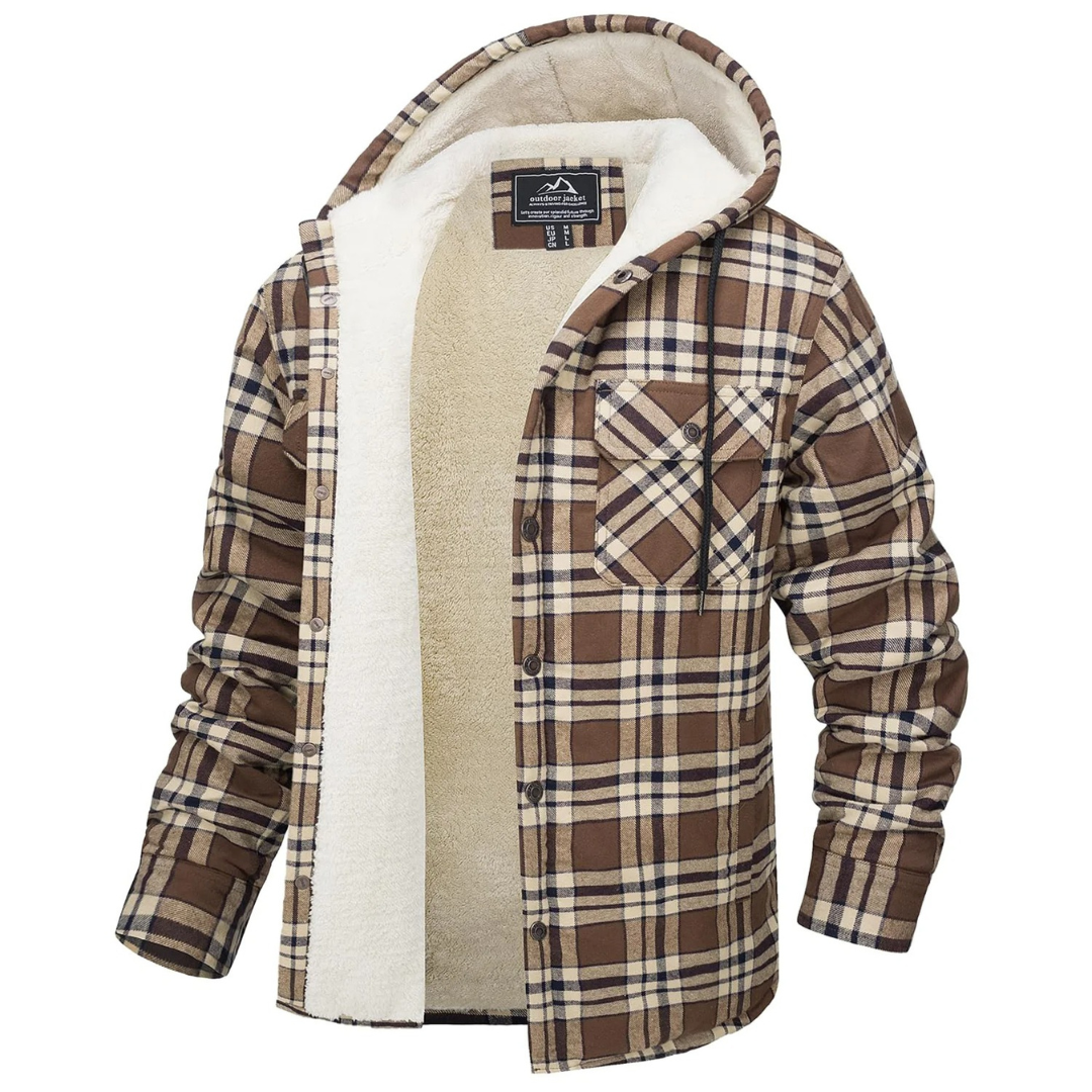 Hooded Flannel Shirt Jacket with Quilted Lining for Men – Thermal Button-Up Shacket for Fall & Winter | Thomler