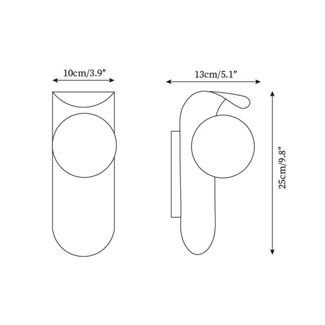 Modern LED Wall Sconce with Curved Wood Arm & Frosted Globe – Warm White Light for Bedroom, Living Room & Hallway – Natural or Walnut Finish | Thomler