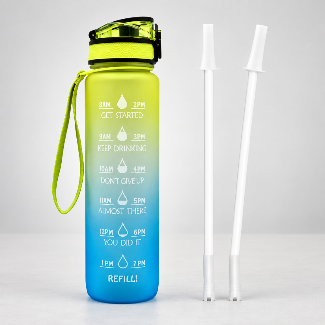 1L Time-Marked Water Bottle with Motivational Tracker for Daily Hydration Goals | Thomler