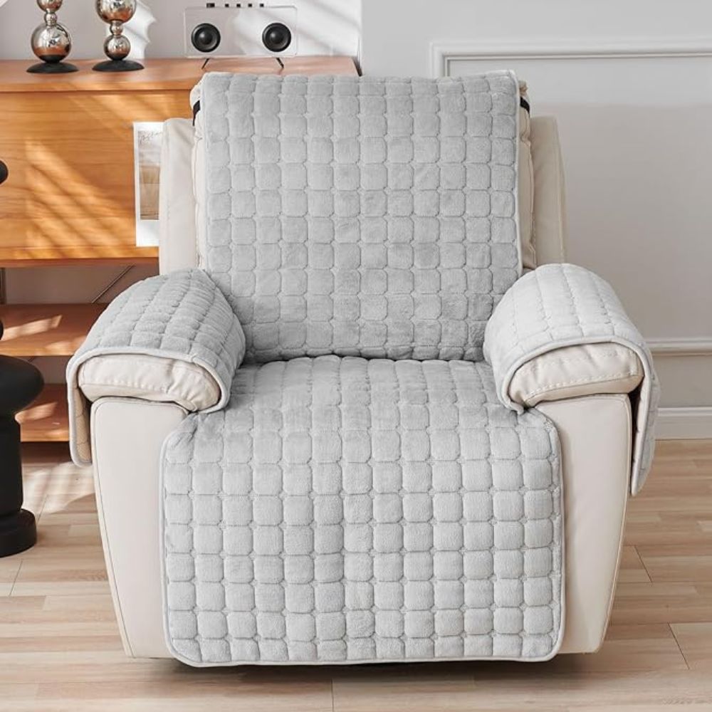 Quilted Recliner Slipcover with Storage Pocket – Microfiber Furniture Protector for Living Room, Family Room & Den – Anti-Slip Chair Cover | Thomler