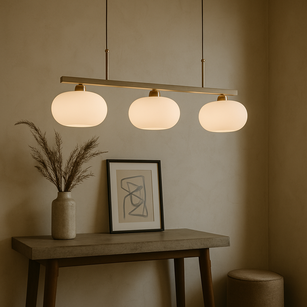 Pendant Light Glass Metal 18.0 cm 3-Head Adjustable Kitchen Island Dining Room Ceiling Lamp | Thomler