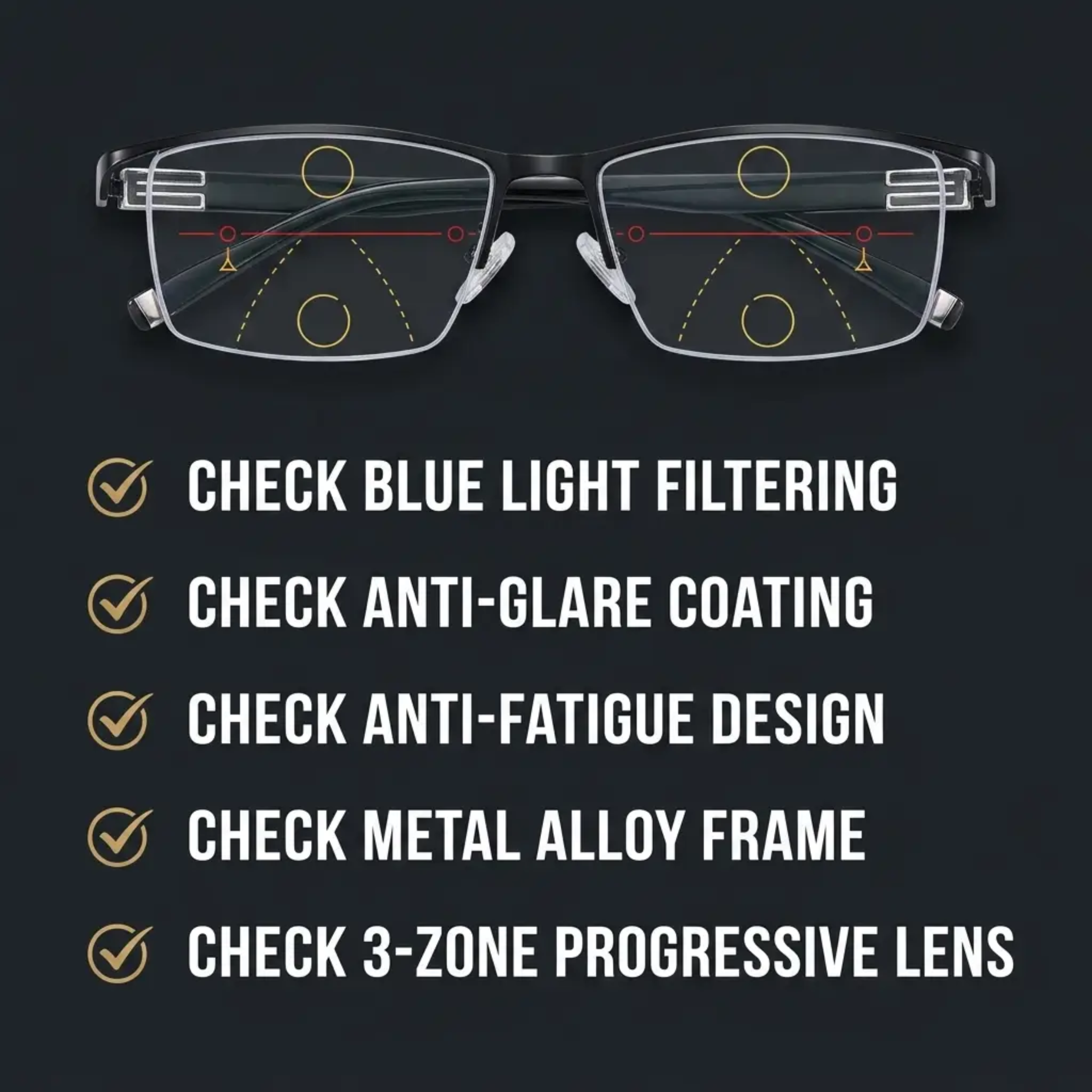 Multifocal Reading Glasses with Blue-Light Filter & Anti-Glare Coating for Reading, Screens & Distance Vision | Thomler